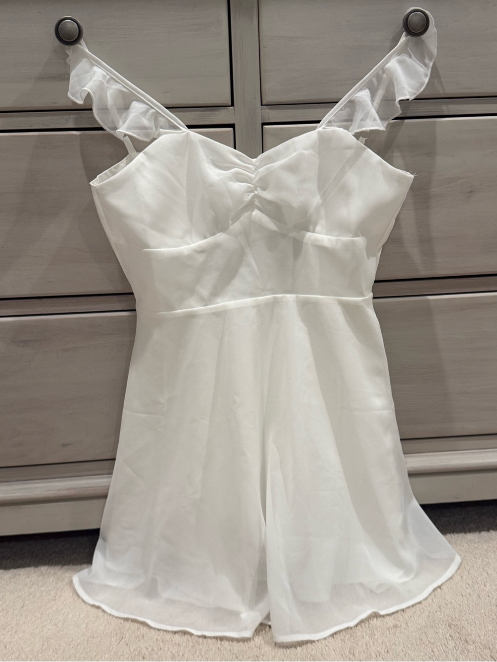 White Ruffle Strap Dress